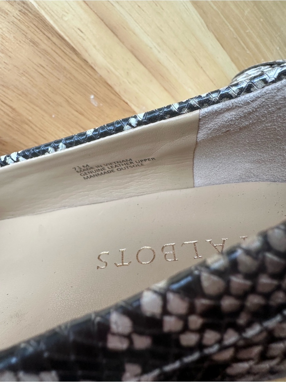 Talbots Black and White Snakeskin Ballet Flat